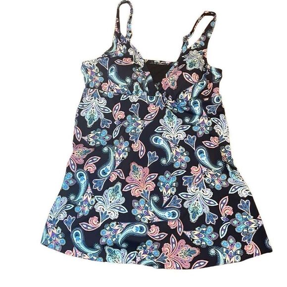 Roatan print adjustable strap swim dress style bathing suit 1X NWOT - Picture 1 of 11